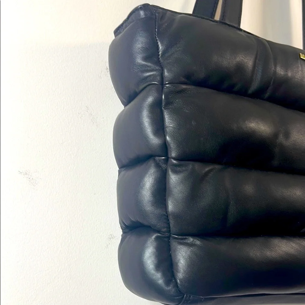 Black Quilted Tote with Modern Design - Picture 4 of 10